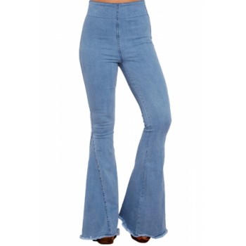 Blue Flare Jeans White